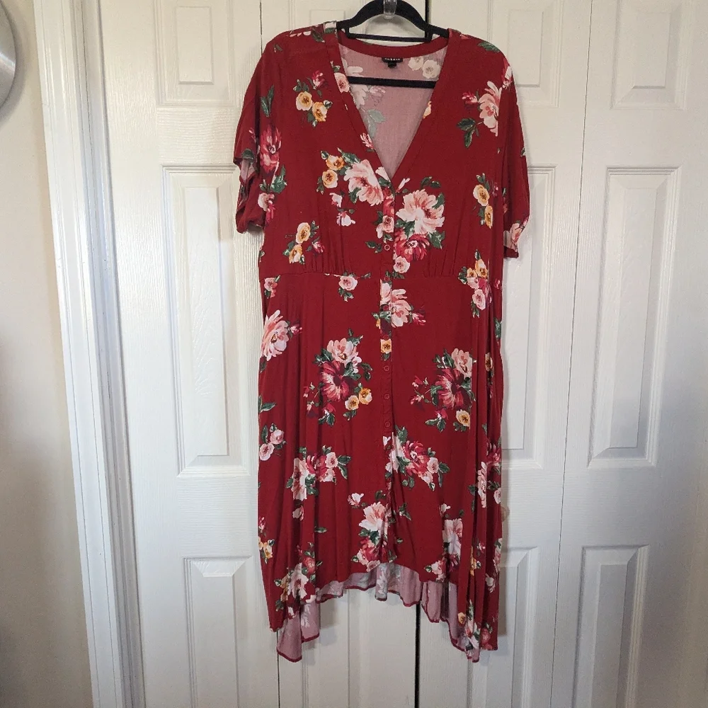 Floral Asymmetrical Hem Flowy Dress Pockets #358 - Picture 2 of 6